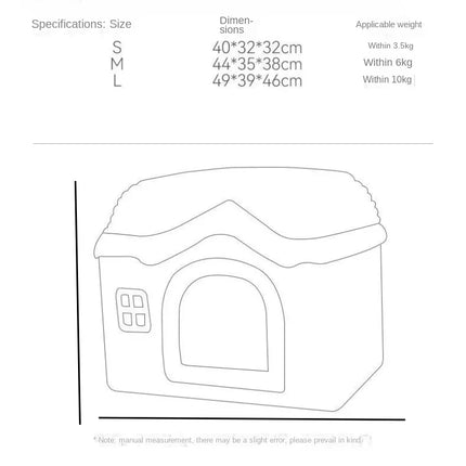 Foldable Pet Castle Bed – Soft Washable House for Cats & Small Dogs