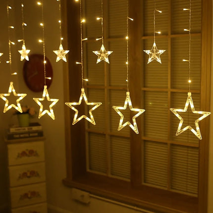 Window Lights 3.5M Star Curtain LED String – 138 LED Fairy Lights for Christmas, Bedroom, Window & Holiday Decoration