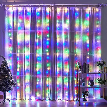Window Lights 6x3M / 3x3M USB Curtain Garland – LED Fairy Festoon with Remote for Christmas & New Year Decoration