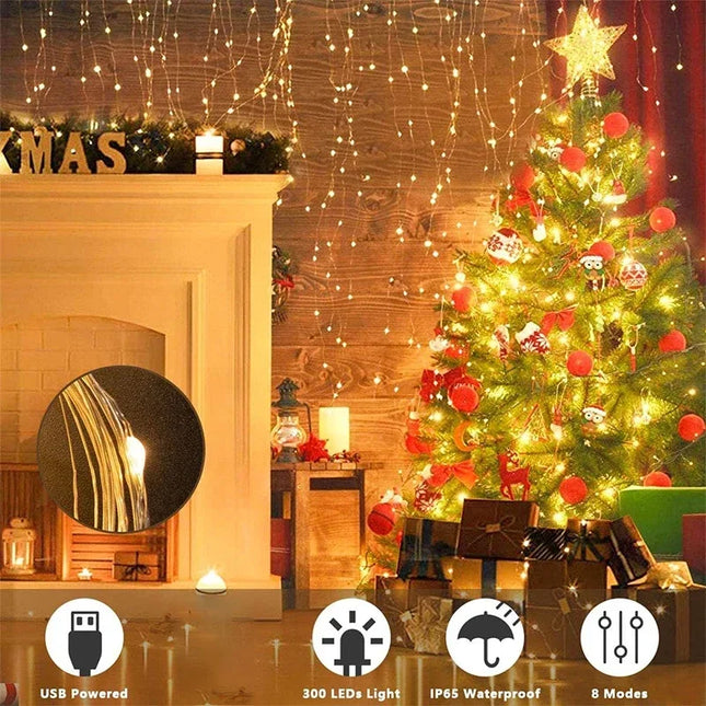 Magical LED curtain lights for cozy holiday and party décor! ✨🎄