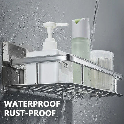 No-Drill Corner Shower Shelf – Wall-Mount Bathroom Storage Rack