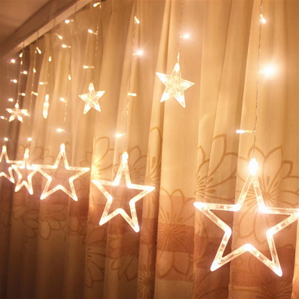 Window Lights 3.5M Star Curtain LED String – 138 LED Fairy Lights for Christmas, Bedroom, Window & Holiday Decoration