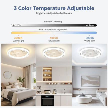 Energy-Saving LED Fan Light with Remote – 48cm Silent Ceiling Fan, 6-Speed Control & Adjustable Dimming for Bedroom/Living Room