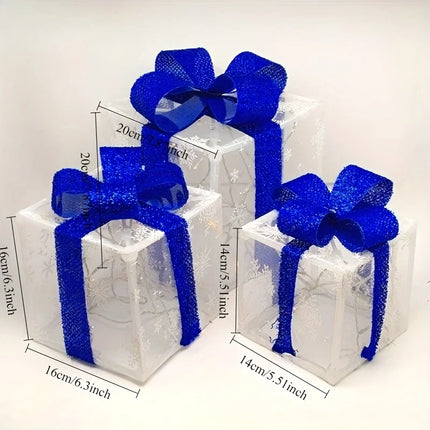 3-Piece Luminous Gift Box Tree Décor (No Battery)