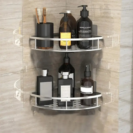 No-Drill Corner Shower Shelf – Wall-Mount Bathroom Storage Rack