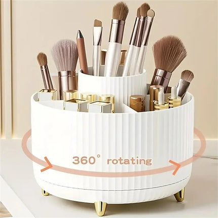 360° Rotating Makeup Organizer – Multi-Compartment Cosmetic Holder