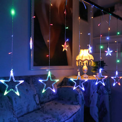 Window Lights 3.5M Star Curtain LED String – 138 LED Fairy Lights for Christmas, Bedroom, Window & Holiday Decoration