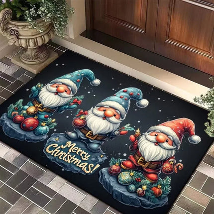 Merry Christmas Door Mat – Festive Printed Flannel Absorbent Floor Mat