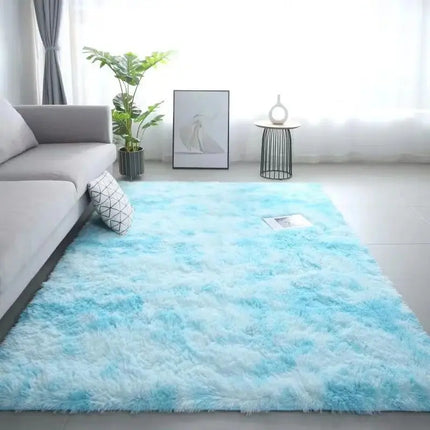 Silk Plush Tie-Dye Rug – Soft Non-Slip Washable Carpet for Bedroom & Kids’ Room