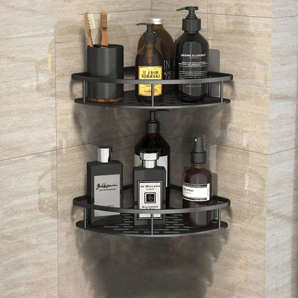 No-Drill Corner Shower Shelf – Wall-Mount Bathroom Storage Rack
