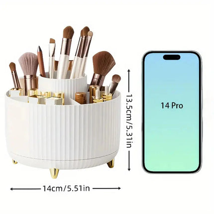 360° Rotating Makeup Organizer – Multi-Compartment Cosmetic Holder