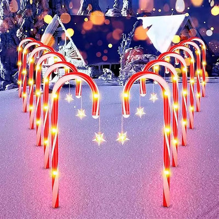 Charming solar candy cane lights — perfect for festive garden décor! 🍭✨