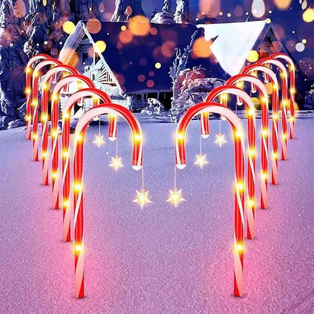 Charming solar candy cane lights — perfect for festive garden décor! 🍭✨