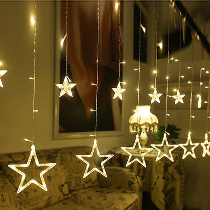 Window Lights 3.5M Star Curtain LED String – 138 LED Fairy Lights for Christmas, Bedroom, Window & Holiday Decoration