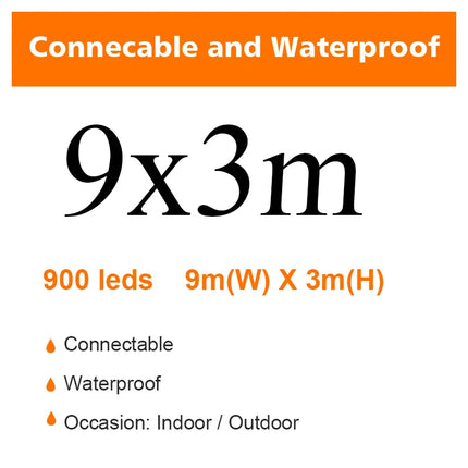 Window Lights 9x3/12x2m Christmas LED Icicle Curtain – Fairy String Garland for Home, Party, Garden & Wedding Decoration