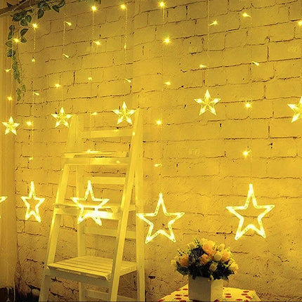 Window Lights 3.5M Star Curtain LED String – 138 LED Fairy Lights for Christmas, Bedroom, Window & Holiday Decoration