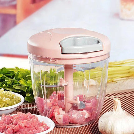 Manual Meat & Garlic Mincer – 500/900ML Hand Crank Vegetable Chopper