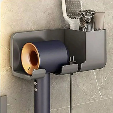 No-Punch Hair Dryer Rack – Wall-Mounted Bathroom Holder