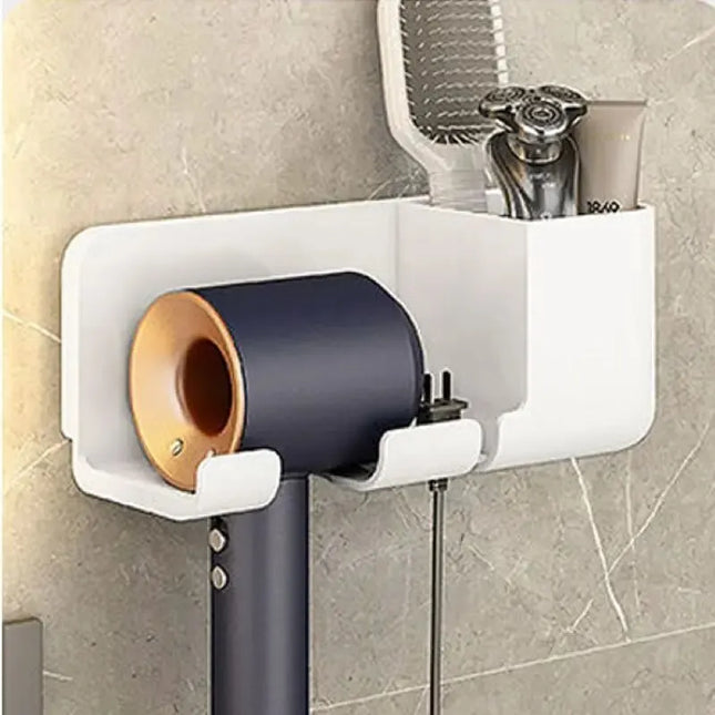 No-Punch Hair Dryer Rack – Wall-Mounted Bathroom Holder