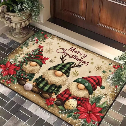 Merry Christmas Door Mat – Festive Printed Flannel Absorbent Floor Mat