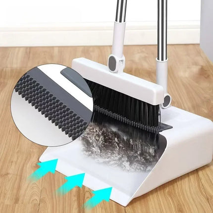3-in-1 Foldable Broom Set – Soft Bristle Non-Stick Broom & Dustpan