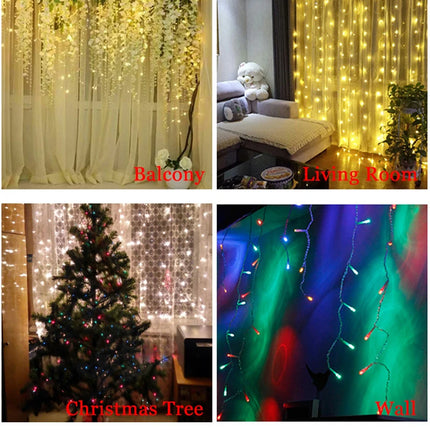 Window Lights 9x3/12x2m Christmas LED Icicle Curtain – Fairy String Garland for Home, Party, Garden & Wedding Decoration