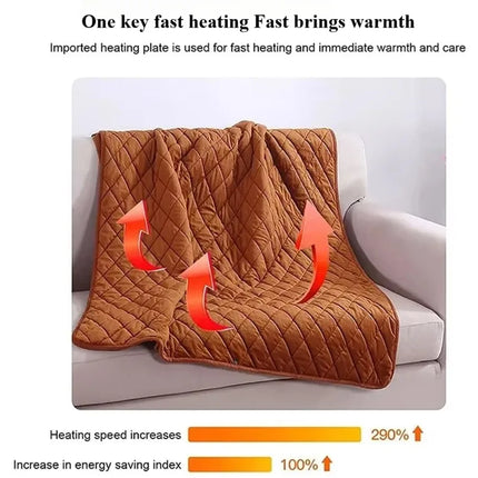 USB Electric Heating Blanket – 3-Level Fast-Heat Winter Shawl with Pocket