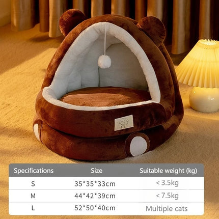 Cute Yurt Pet Nest – Semi-Closed Warm House for Cats & Small Dogs