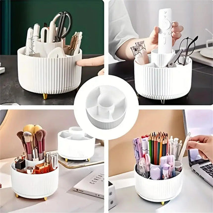 360° Rotating Makeup Organizer – Multi-Compartment Cosmetic Holder