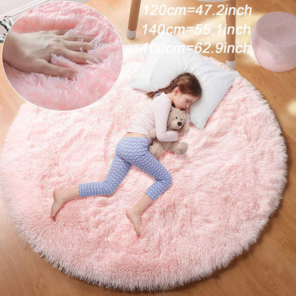 Super Soft Plush Round Rug – Fluffy Thick-Pile Carpet for Living Room & Bedroom