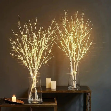 Battery Operated White Twig Christmas Tree LED Light – Birch Branch Holiday Decor