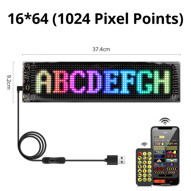Programmable Scrolling LED Sign – Car LED Matrix Display for Custom Animations, Text, Patterns & Advertising Decor