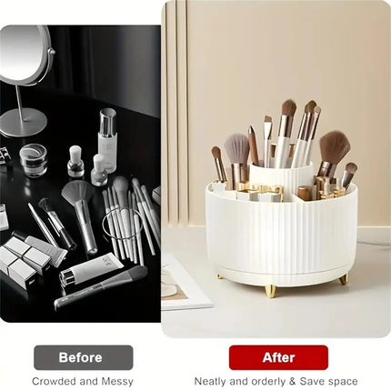 360° Rotating Makeup Organizer – Multi-Compartment Cosmetic Holder