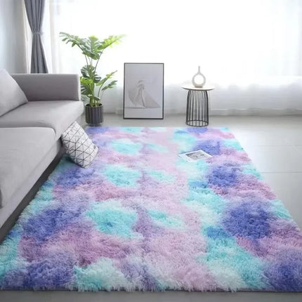 Gradient Plush Bedside Rug – Soft Non-Slip Carpet for Bedroom & Kids’ Room