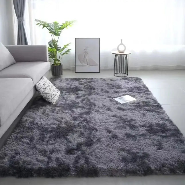 Silk Plush Tie-Dye Rug – Soft Non-Slip Washable Carpet for Bedroom & Kids’ Room