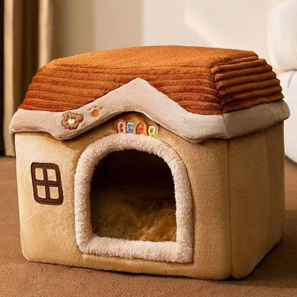 Foldable Pet Castle Bed – Soft Washable House for Cats & Small Dogs