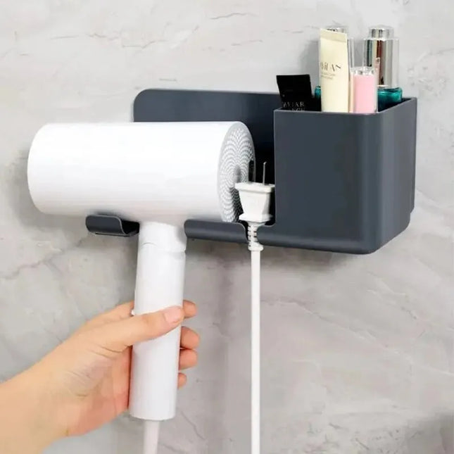 No-Punch Hair Dryer Rack – Wall-Mounted Bathroom Holder