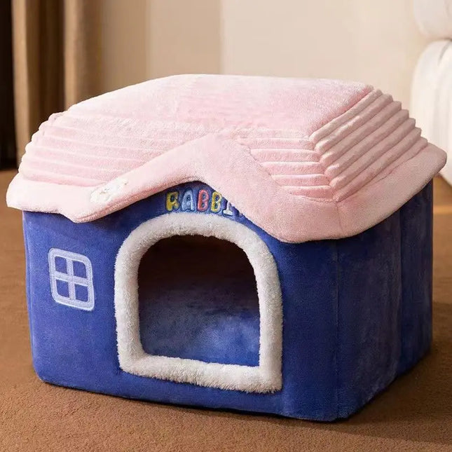 Foldable Pet Castle Bed – Soft Washable House for Cats & Small Dogs