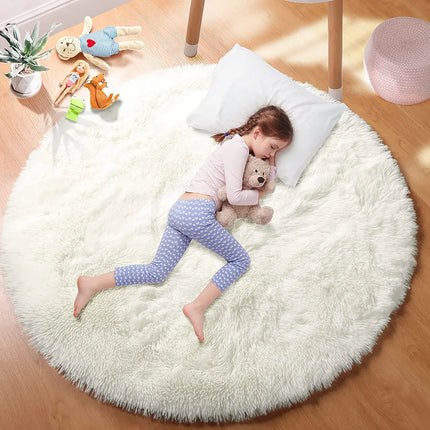 Super Soft Plush Round Rug – Fluffy Thick-Pile Carpet for Living Room & Bedroom