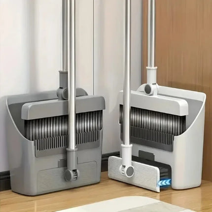 3-in-1 Foldable Broom Set – Soft Bristle Non-Stick Broom & Dustpan