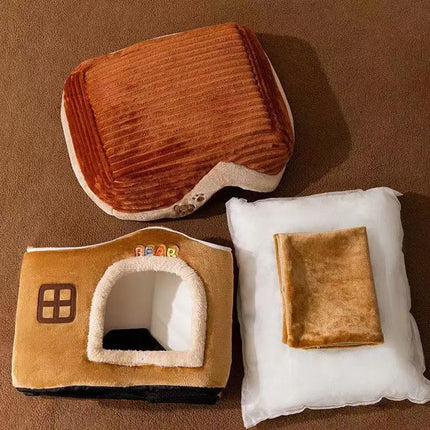 Foldable Pet Castle Bed – Soft Washable House for Cats & Small Dogs