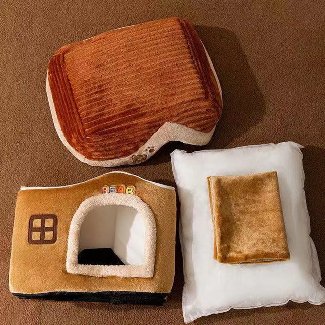 Foldable Pet Castle Bed – Soft Washable House for Cats & Small Dogs