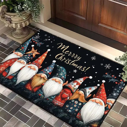 Merry Christmas Door Mat – Festive Printed Flannel Absorbent Floor Mat