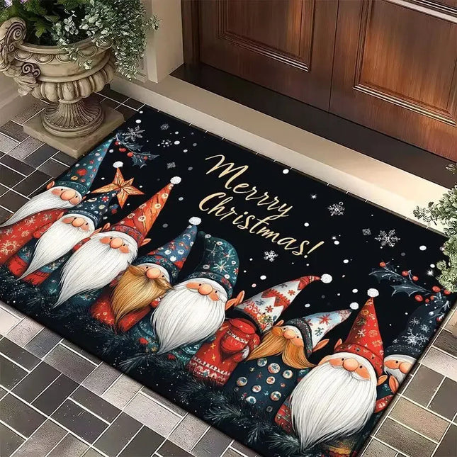 Merry Christmas Door Mat – Festive Printed Flannel Absorbent Floor Mat