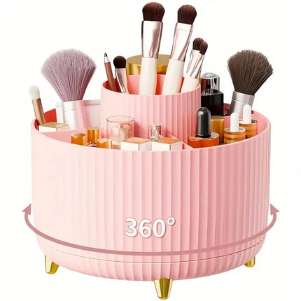 360° Rotating Makeup Organizer – Multi-Compartment Cosmetic Holder