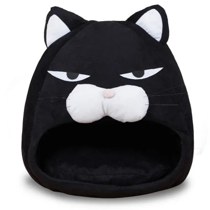 Black Cat-Shaped Pet Bed – Warm Cozy House for Cats & Small Dogs