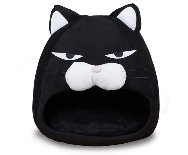 Black Cat-Shaped Pet Bed – Warm Cozy House for Cats & Small Dogs