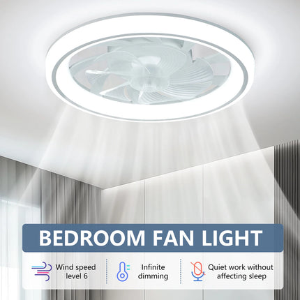 Energy-Saving LED Fan Light with Remote – 48cm Silent Ceiling Fan, 6-Speed Control & Adjustable Dimming for Bedroom/Living Room