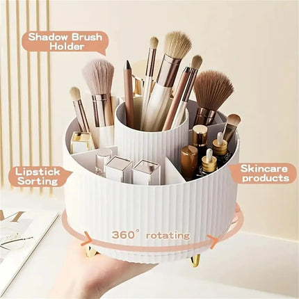 360° Rotating Makeup Organizer – Multi-Compartment Cosmetic Holder